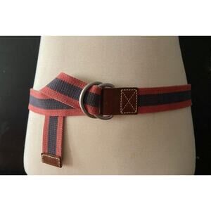 CREMIEUX Pink/Blue Woven Cotton Belt w/Leather Trim Mens sz 38
